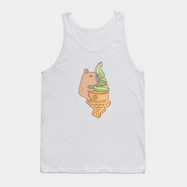 Capybara with Matcha Taiyaki Ice cream Tank Top by Noristudio